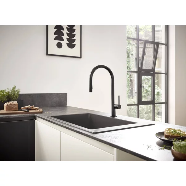 Baterie bucatarie cu dus extractibil Hansgrohe Talis M54 210 negru mat cu 2 tipuri de jet [2]