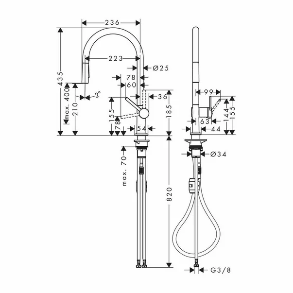 Baterie bucatarie cu dus extractibil Hansgrohe Talis M54 210 negru mat cu 2 tipuri de jet [3]