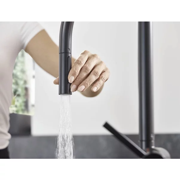 Baterie bucatarie cu dus extractibil Hansgrohe Talis M54 210 negru mat cu 2 tipuri de jet [4]