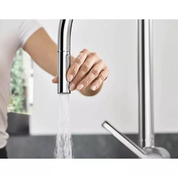 Baterie bucatarie cu dus extractibil Hansgrohe Talis M54 210 crom cu 2 tipuri de jet [4]