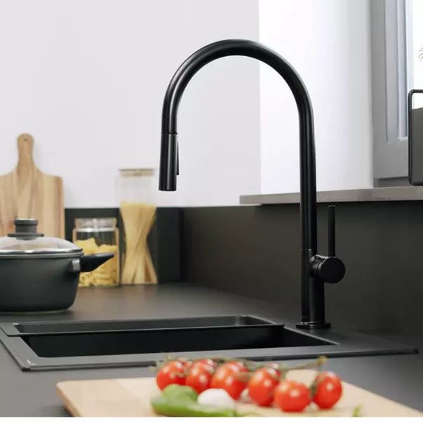 Baterie bucatarie cu dus extractibil Hansgrohe Talis M54 210 negru cu 2 tipuri de jet [2]