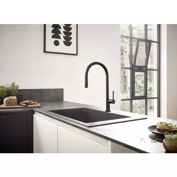 Baterie bucatarie cu dus extractibil Hansgrohe Talis M54 210 negru cu 2 tipuri de jet [6]