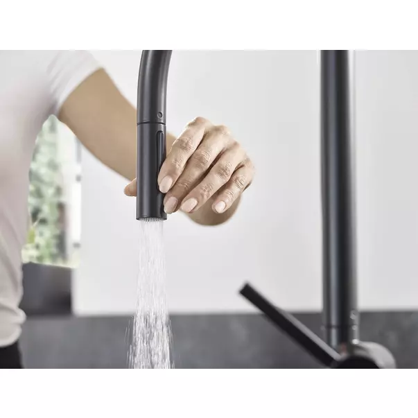 Baterie bucatarie cu dus extractibil Hansgrohe Talis M54 210 negru cu 2 tipuri de jet [9]