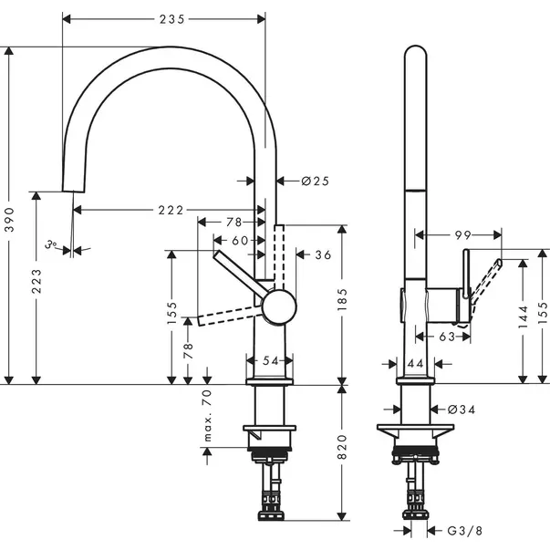 Baterie bucatarie monocomanda Hansgrohe Talis M54 220 cu 1 jet [2]
