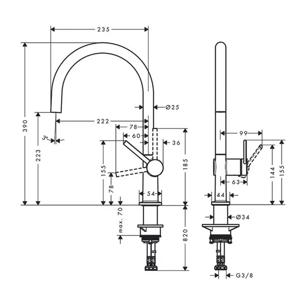 Baterie bucatarie Hansgrohe Talis M54 220 negru cu 1 tip de jet [2]
