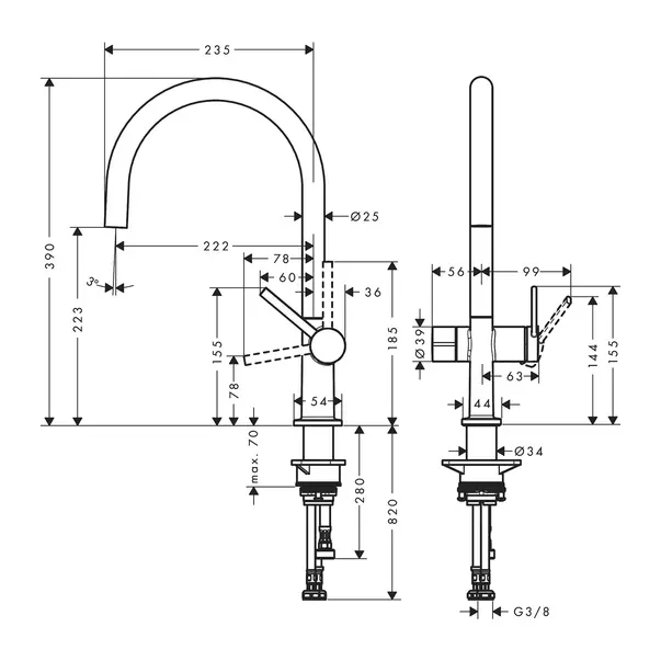 Baterie bucatarie Hansgrohe Talis M54 220 crom cu 1 tip de jet [2]