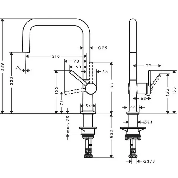 Baterie bucatarie monocomanda crom periat Hansgrohe Talis M54 U 220 cu 1 jet [2]