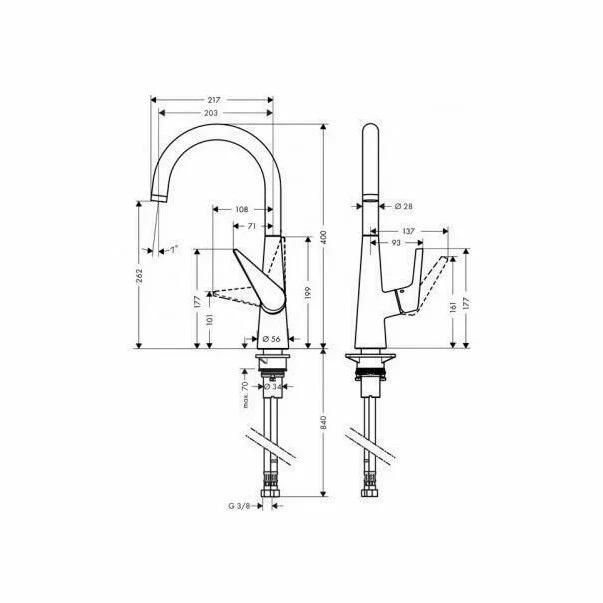 Baterie bucatarie Hansgrohe Talis M51 260 crom lucios [2]