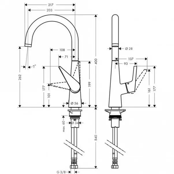 Baterie bucatarie monocomanda crom periat Hansgrohe Talis M51 260 cu 1 jet [2]