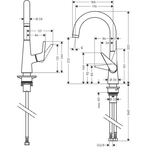 Baterie bucatarie monocomanda Hansgrohe Talis M51 220 cu 1 jet [3]