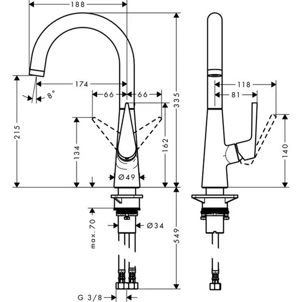 Baterie bucatarie monocomanda crom periat Hansgrohe Talis M51 220 cu 1 jet [2]