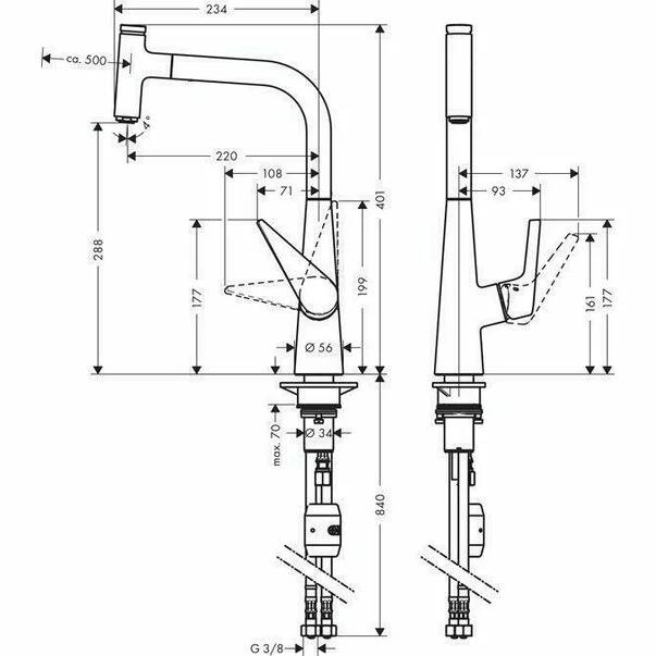 Baterie bucatarie cu dus extractibil Hansgrohe Talis Select M51 300 crom lucios 1 functie [2]