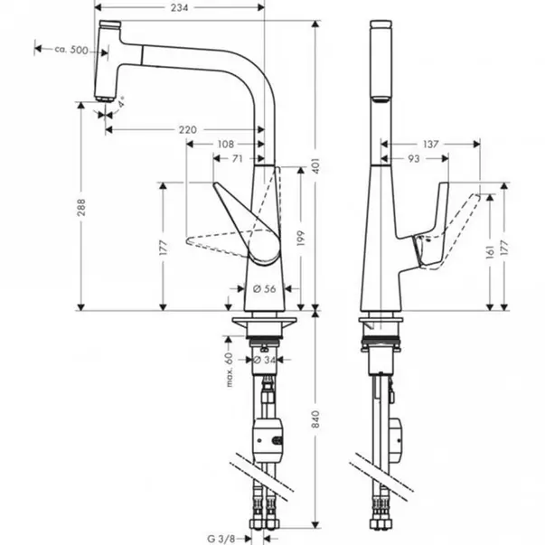 Baterie bucatarie cu dus extractibil crom periat Hansgrohe Talis M51 300 cu 1 jet [2]