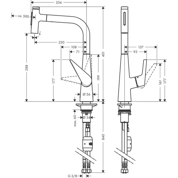 Baterie bucatarie cu dus extractibil Hansgrohe Talis M51 300 cu 2 jeturi [2]