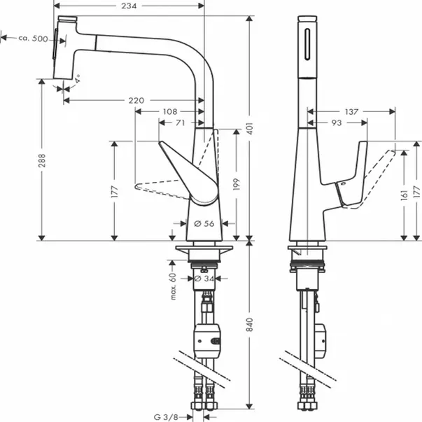 Baterie bucatarie cu dus extractibil crom periat Hansgrohe Talis M51 300 cu 2 jeturi [2]