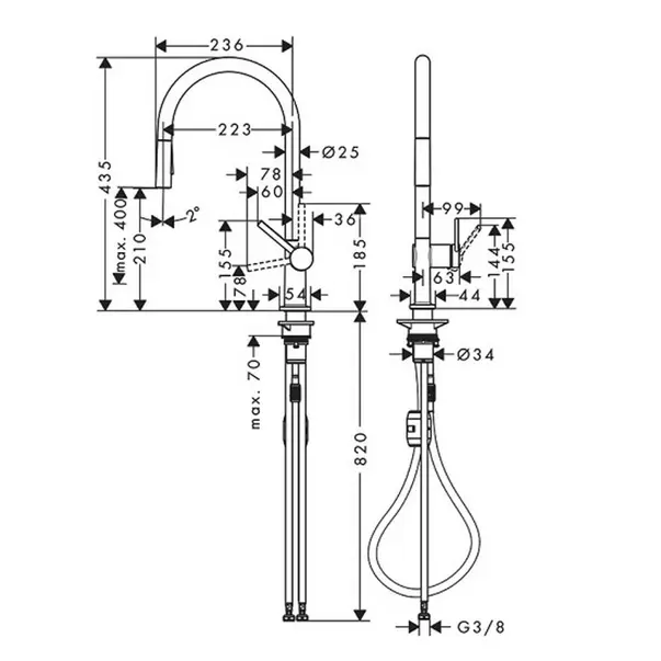 Baterie bucatarie cu dus extractibil negru mat Hansgrohe Talis M54 210 cu 2 jeturi [2]