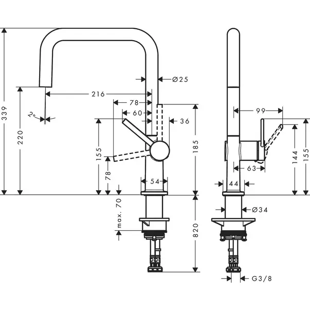 Baterie bucatarie monocomanda Hansgrohe Talis M54 U 220 Eco cu 1 jet [2]