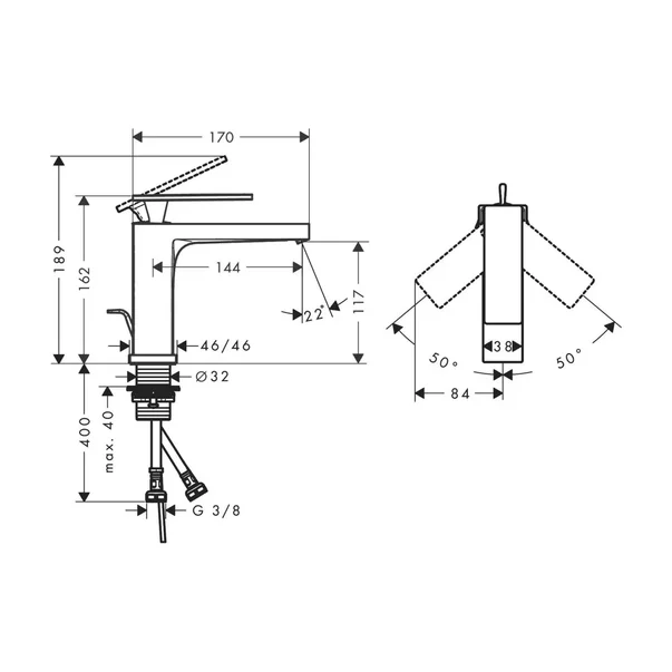 Baterie lavoar Hansgrohe Tecturis E monocomanda negru mat [6]