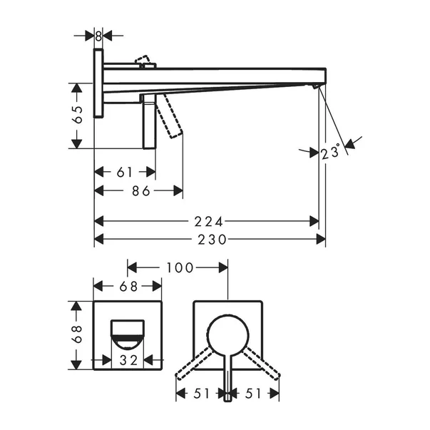 Baterie lavoar incastrata Hansgrohe Tecturis E bronz periat fara corp ingropat [2]