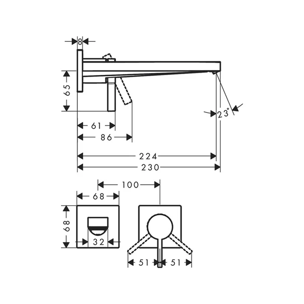 Baterie lavoar incastrata Hansgrohe Tecturis E negru mat fara corp ingropat [3]