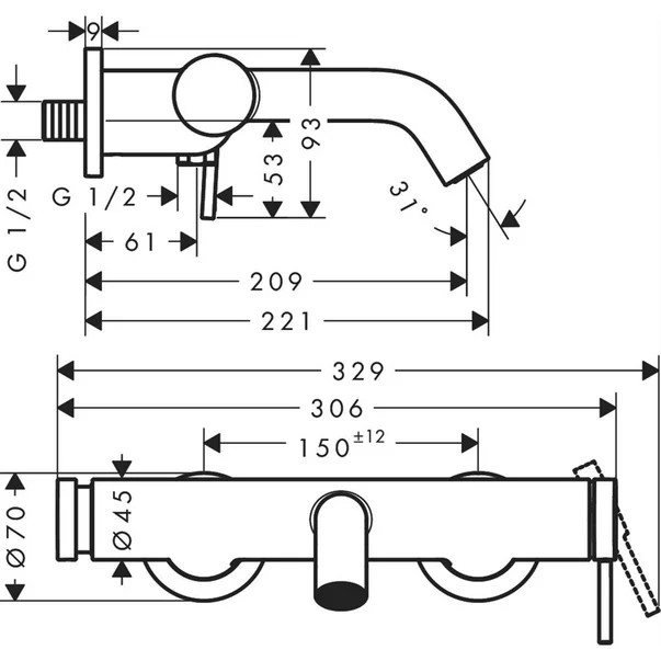 Baterie cada - dus Hansgrohe Tecturis S [3]