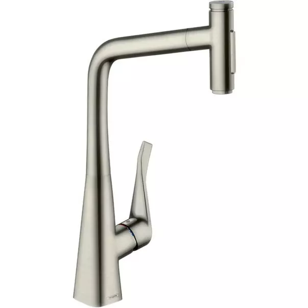 Baterii cu dus extractabil - Baterie bucatarie cu dus extractibil crom periat Hansgrohe Metris M71 320 cu 2 jeturi