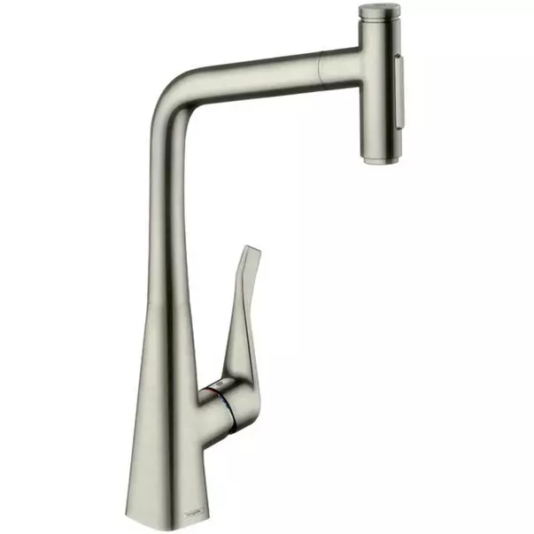 Baterii cu dus extractabil - Baterie bucatarie cu dus extractibil crom periat Hansgrohe Metris M71 320 cu 2 jeturi