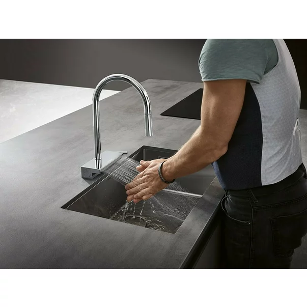 Baterie bucatarie cu dus extractibil 3 jeturi Hansgrohe Aquno Select M81 170 sBox negru mat [7]