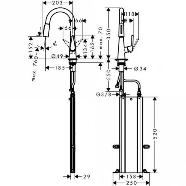 Baterie bucatarie cu dus extractibil crom periat Hansgrohe Talis M51 160 sBox cu 2 jeturi [2]