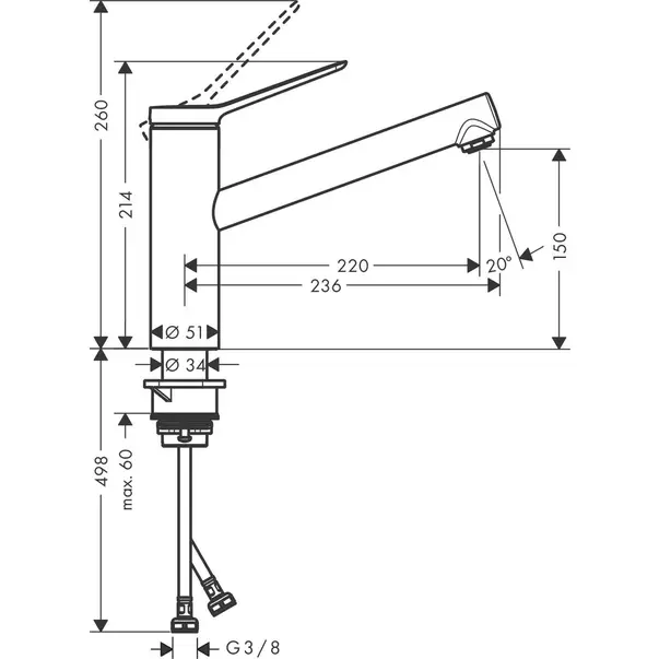 Baterie bucatarie monocomanda crom periat Hansgrohe Zesis M33 150 cu 1 jet [2]