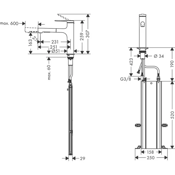 Baterie bucatarie cu dus extractibil negru mat Hansgrohe Zesis M33 160 sBox cu 2 jeturi [2]