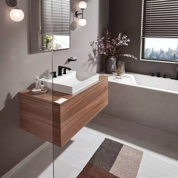 Baterie lavoar Hansgrohe Vivenis 90 cu 3 elemente si ventil Pop-Up negru mat [2]