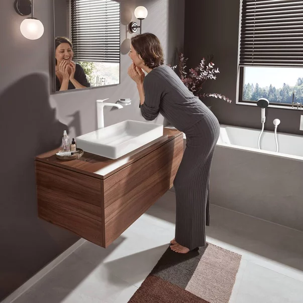Baterie lavoar inalta Hansgrohe Vivenis 250 cu ventil Pop-Up alb mat [2]