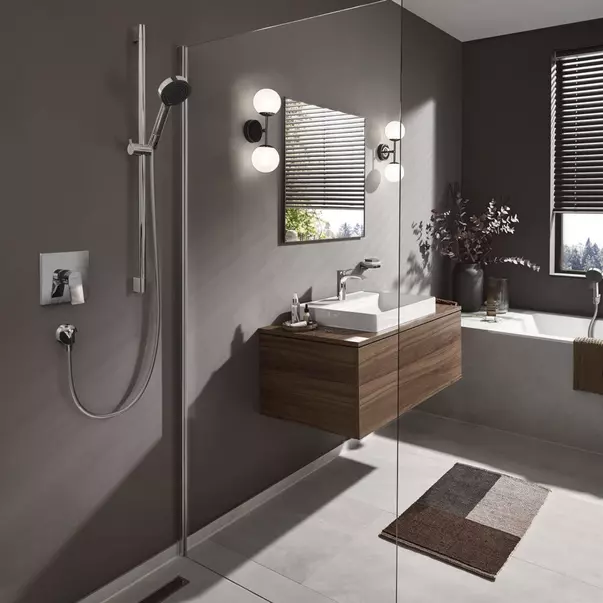 Baterie dus incastrata Hansgrohe Vivenis negru mat fara corp incastrat [2]