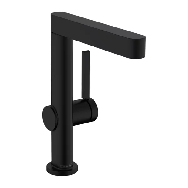Baterii baie - Baterie lavoar Hansgrohe Finoris 230 cu pipa pivotanta si ventil Push-Open negru
