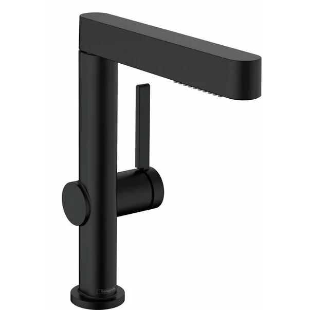 Baterii baie - Baterie lavoar Hansgrohe Finoris 230 cu dus extractibil, 2 jeturi si ventil Push-Open negru mat