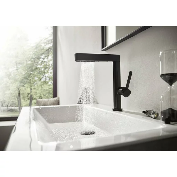 Baterie lavoar Hansgrohe Finoris 230 cu dus extractibil, 2 jeturi si ventil Push-Open negru mat [3]