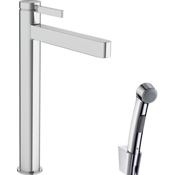 Baterii baie - Baterie lavoar inalta Hansgrohe Finoris 260 cu dus igienic si ventil Push-Open crom