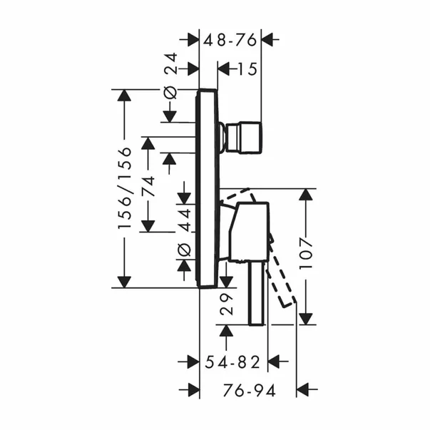 Baterie cada - dus incastrata Hansgrohe Finoris crom monocomanda [3]