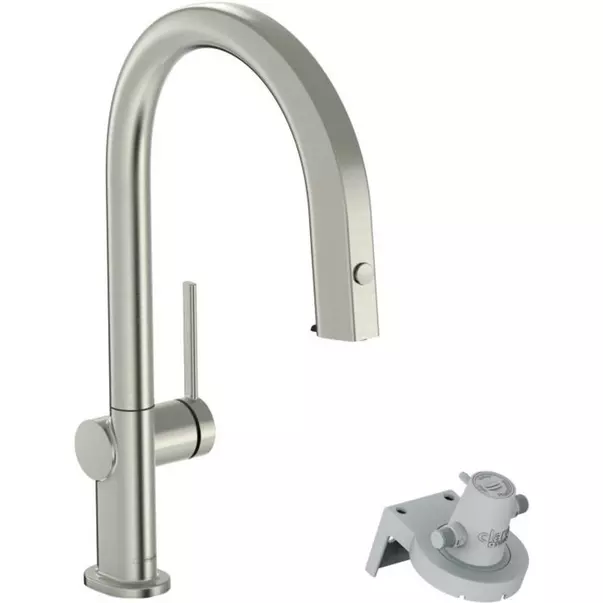 Baterii cu dus extractabil - Baterie bucatarie cu dus extractibil si filtru de apa crom periat Hansgrohe Aquittura Select M91 210 sBox cu 1 jet
