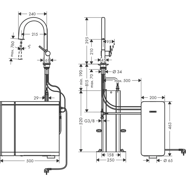 Set Hansgrohe Aquittura Select M91 210 SodaSystem sBox cu 1 jet [2]