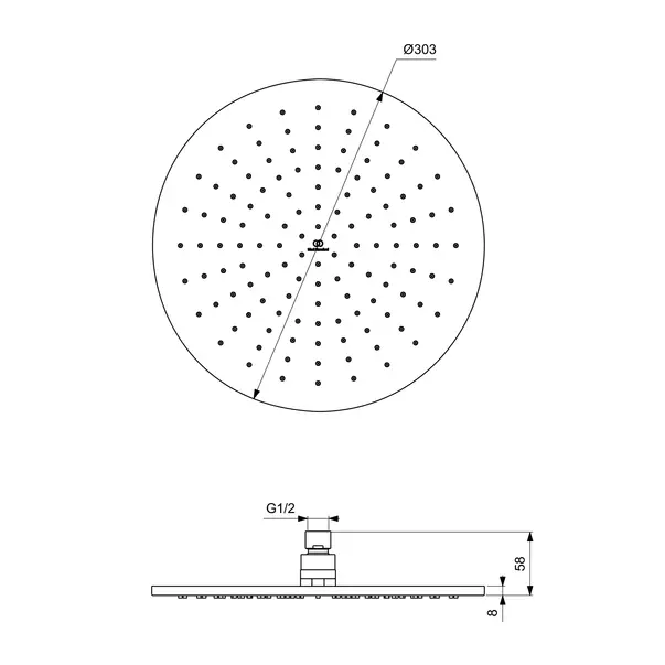 Palarie de dus Ideal Standard IdealRain 300 mm argintiu Silver Storm 1 functie [8]