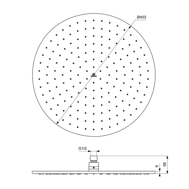 Palarie de dus Ideal Standard IdealRain 400 mm gri Magnetic Grey 1 functie [6]
