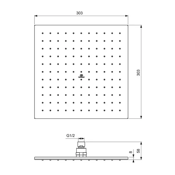 Palarie de dus Ideal Standard IdealRain 300x300 mm argintiu Silver Storm 1 functie [7]