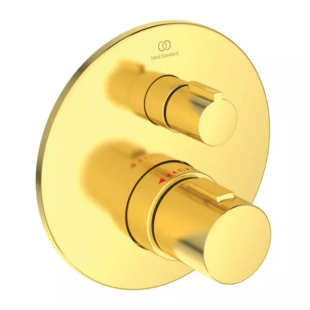 Baterii baie - Baterie dus incastrata Ideal Standard Ceratherm T100 auriu periat fara corp ingropat