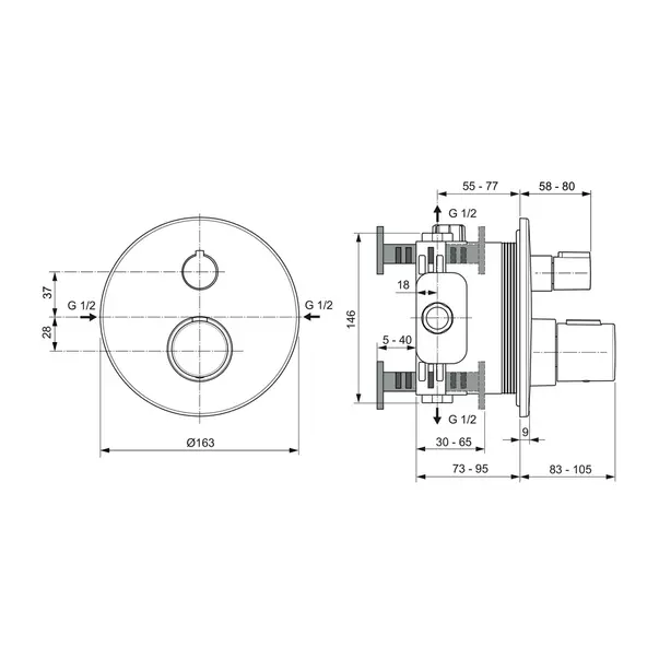 Baterie dus incastrata Ideal Standard Ceratherm T100 auriu periat fara corp ingropat [6]