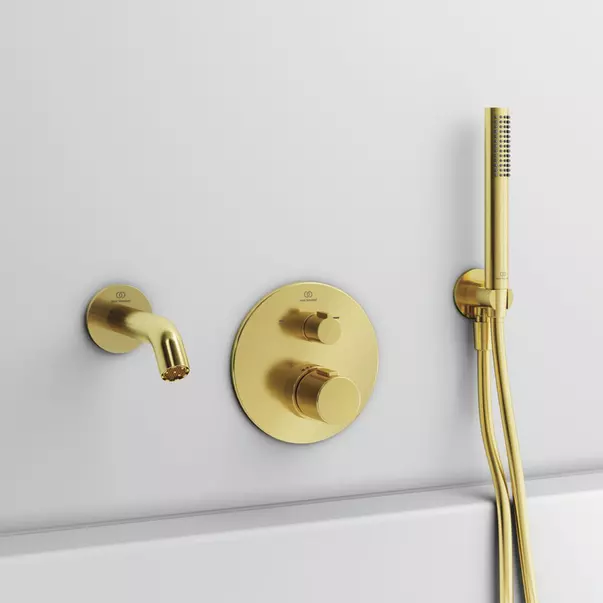 Baterie cada - dus incastrata Ideal Standard Ceratherm T100 auriu periat fara corp ingropat [3]