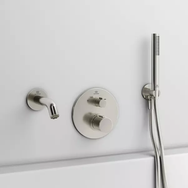 Baterie cada - dus incastrata Ideal Standard Ceratherm T100 argintiu Silver Storm fara corp ingropat [2]