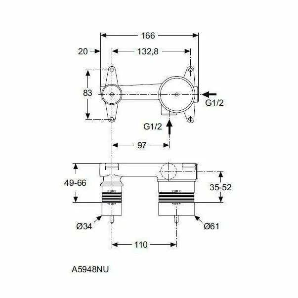 Corp incastrat Ideal Standard pentru baterie cu montaj pe perete [2]