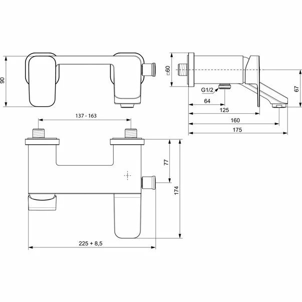 Baterie cada - dus Ideal Standard Tonic II crom lucios [3]